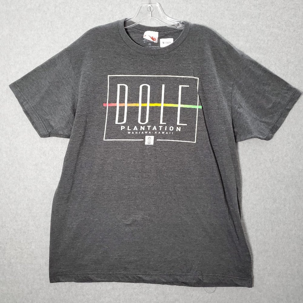 VINTAGE Dole Men Shirt XL Gray Logo Plantation Hawaii Graphic Short Sleeve‎ Y2K